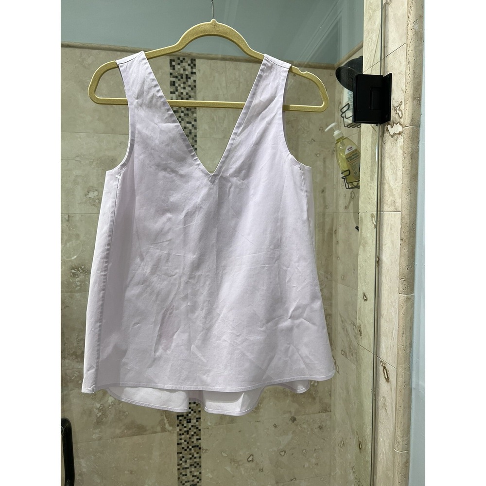 COS Womans Pink Purple V-Neck Tank Blouse Swing Hem High Low Top Size 2 XS